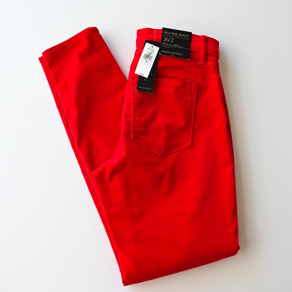 BANANA REPUBLIC Red High Rise Skinny Jeans - Size 26 - NWT
